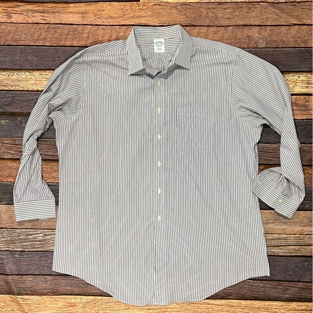 Brooks Brothers Maroon / Blue Striped Button Down Dress Suit Mens Shirt